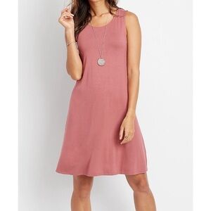 Maurices Mauve Purple 24/7 solid lattice back swing dress